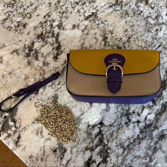 Coach Handbags - Coach Multicolor Leather Wristlet with Chain